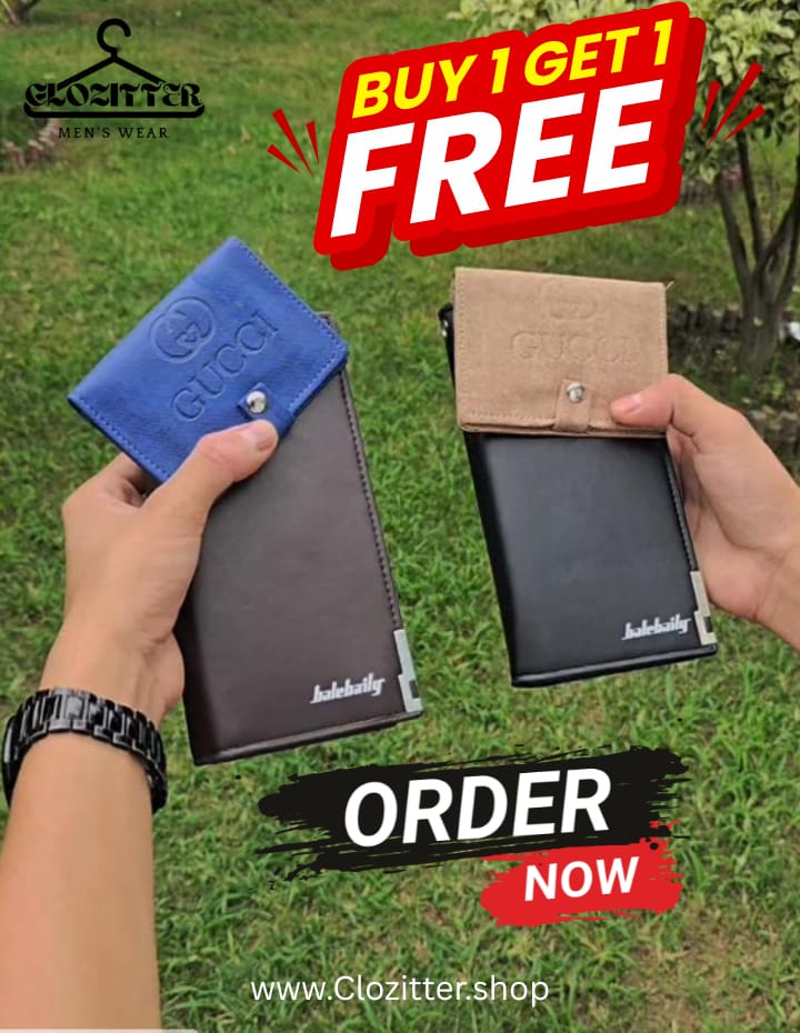 Men's Balebaily Long Wallet with Free Card  Holder- 2 Pcs |  BUY 1 GET 1 FREE